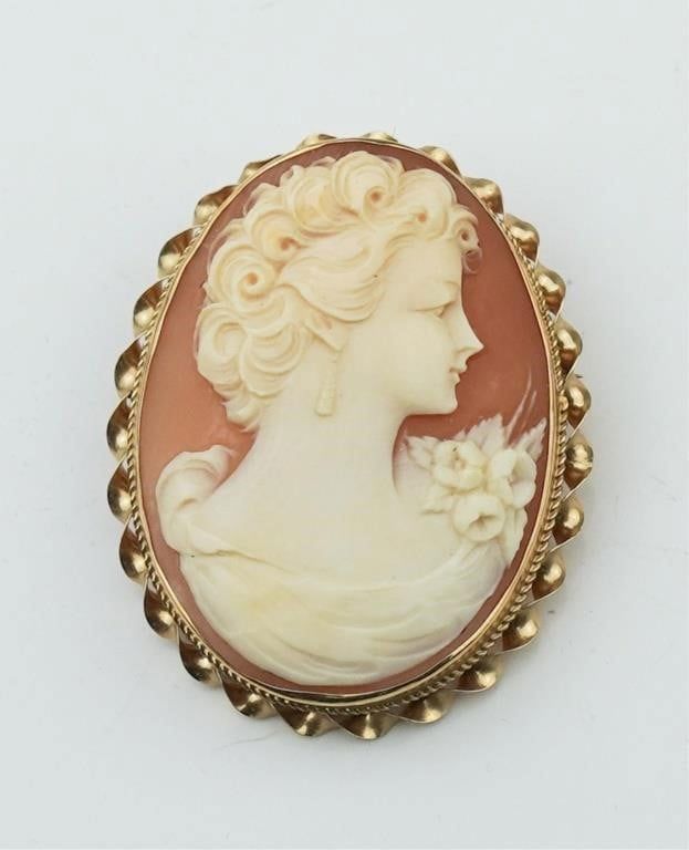 14k yellow gold cameo pin/pendant