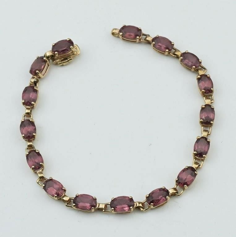 14k yellow gold garnet bracelet
