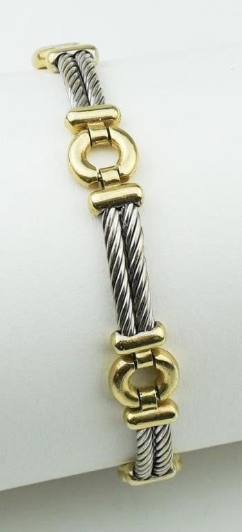 18k white gold and yellow gold link bracelet