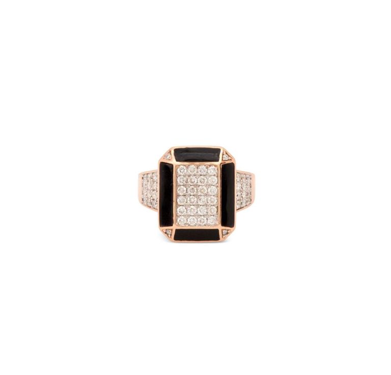 Diamond and enamel ring