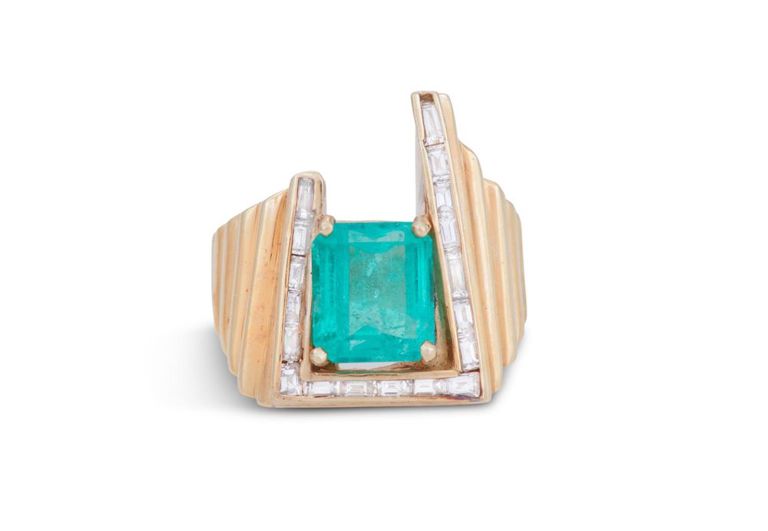 Emerald and diamond ring