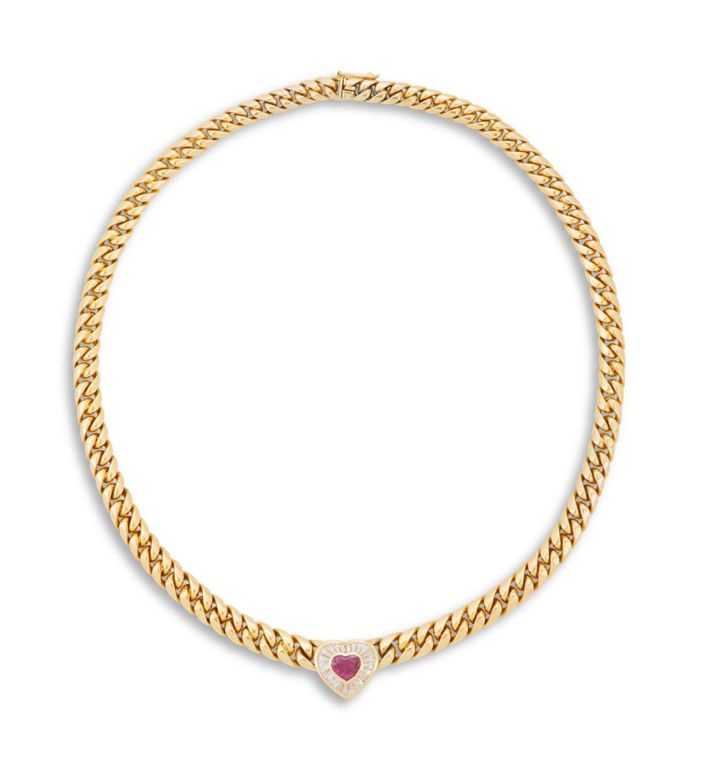 Bulgari ruby and diamond heart necklace