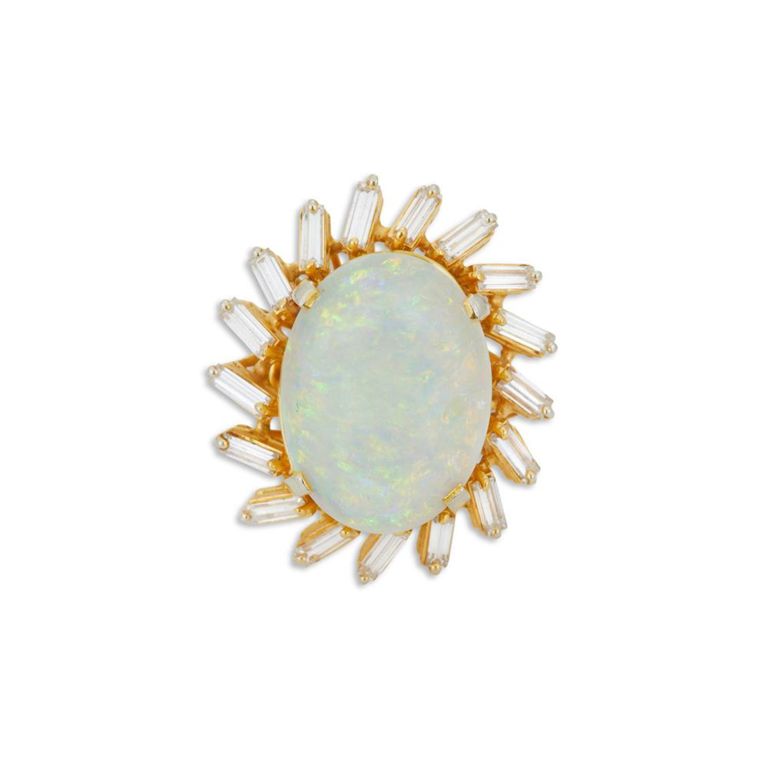 Opal and diamond ringdant
