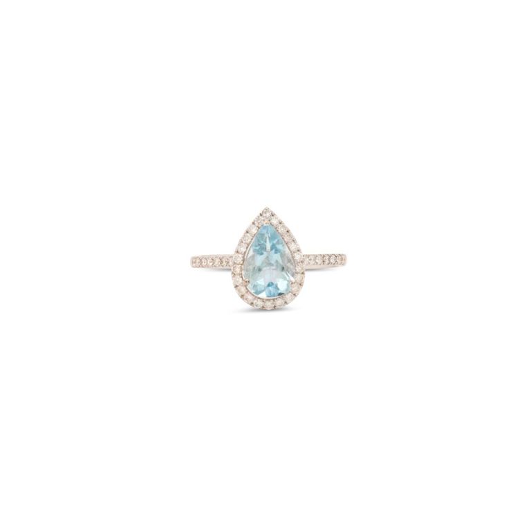Aquamarine and diamond ring