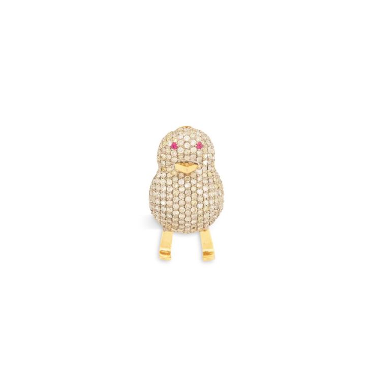 Diamond bird brooch