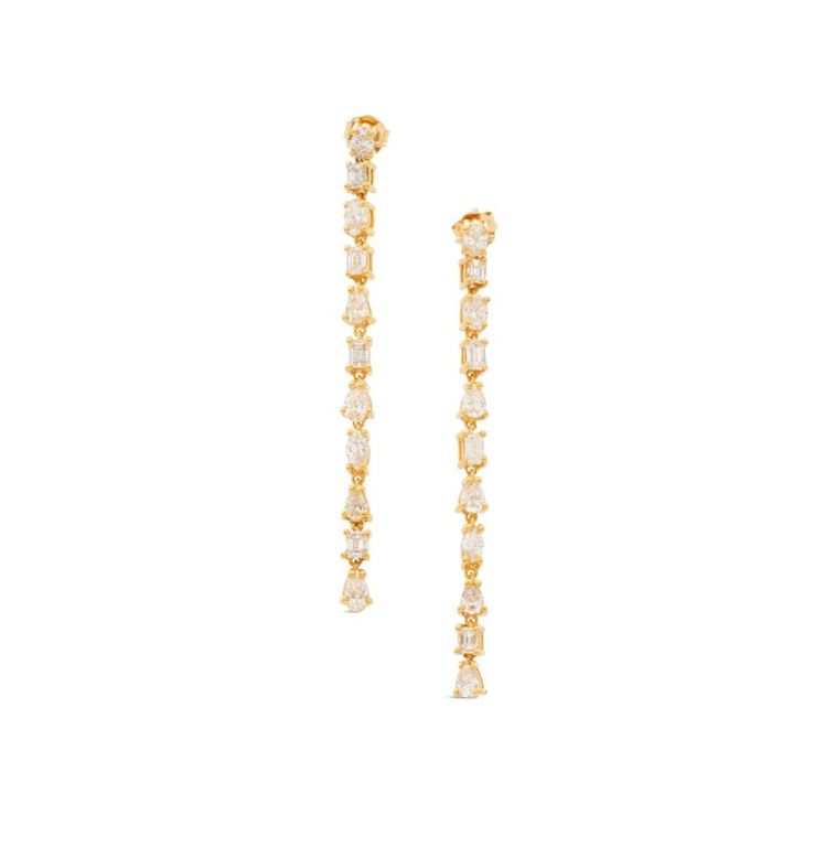Pair of diamond dangle earrings