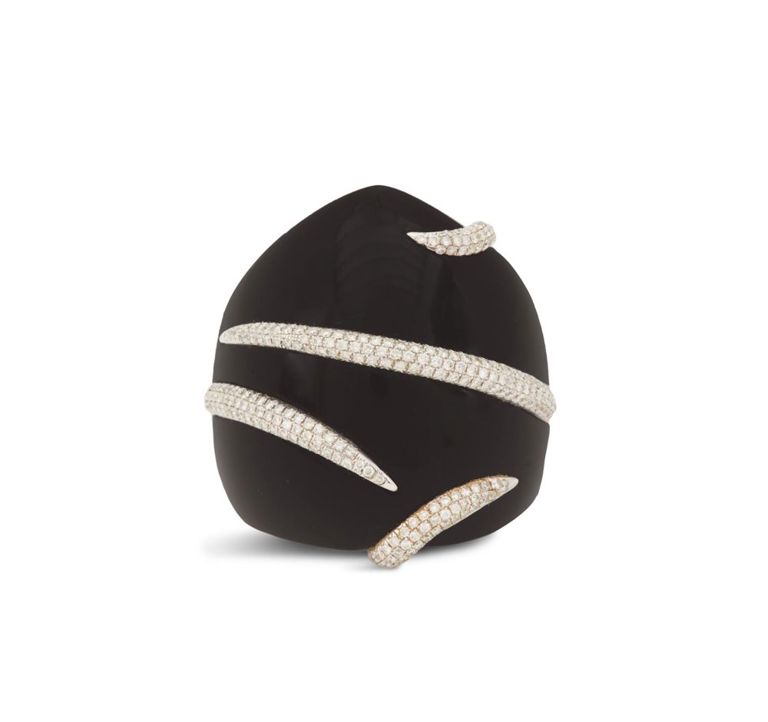 Black onyx and diamond statement ring