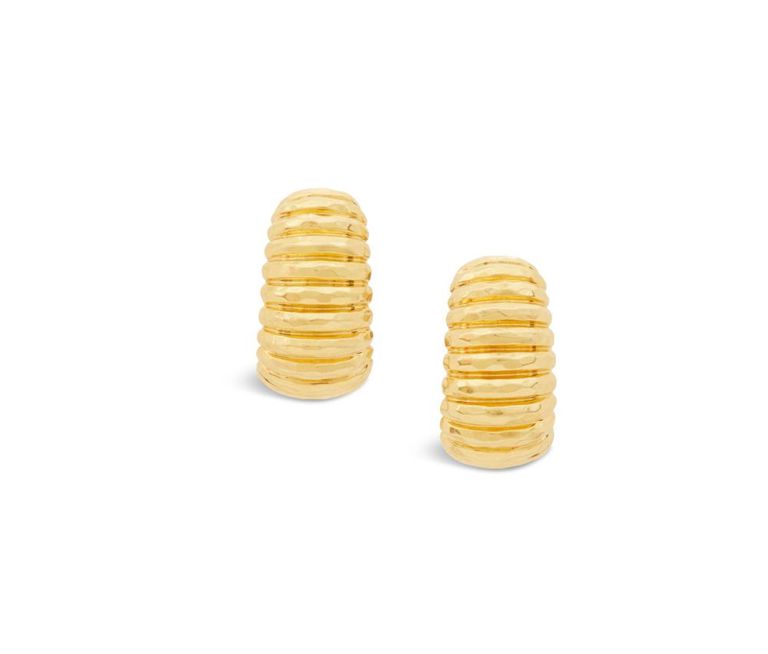 18k yellow gold hammered ear clips by Dunay