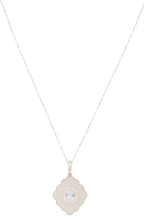 Aquamarine and diamond pendant with chain