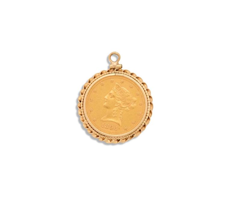 1894 liberty head ten dollar gold coin pendant
