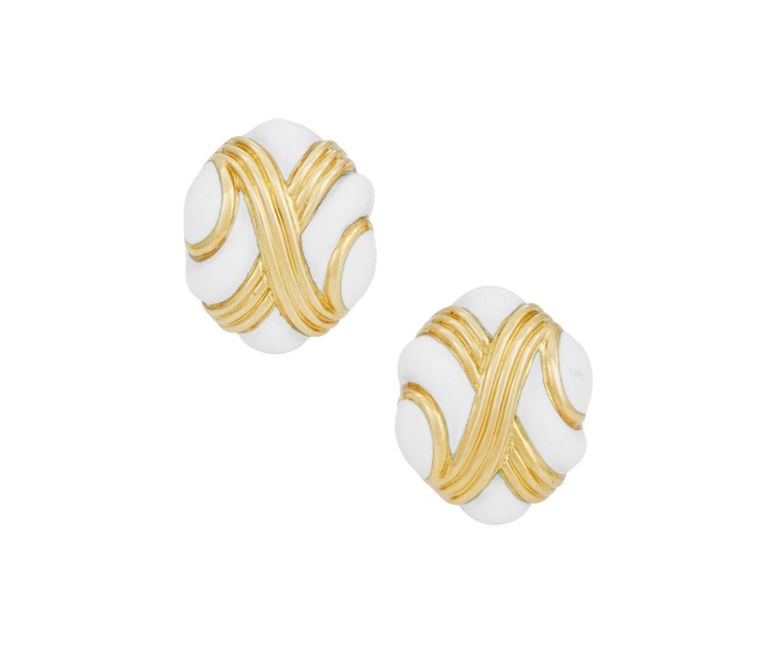 Pair of David webb enamel ear clips
