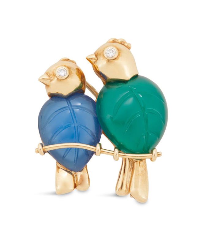Cartier diamond and chrysoprase bird brooch