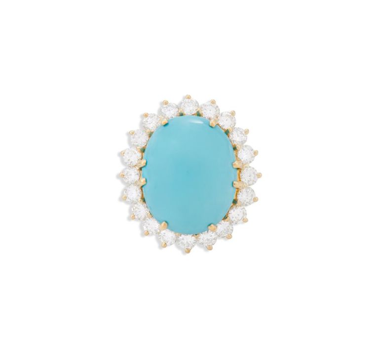 Turquoise and diamond ring