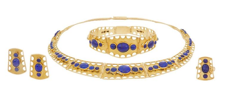 Unusual lapis lazuli jewelry suite