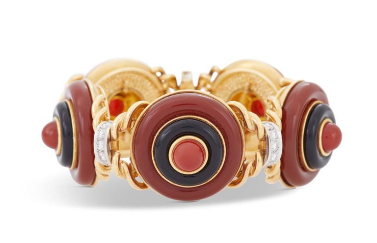 Aldo Cipullo diamond and hardstone bracelet