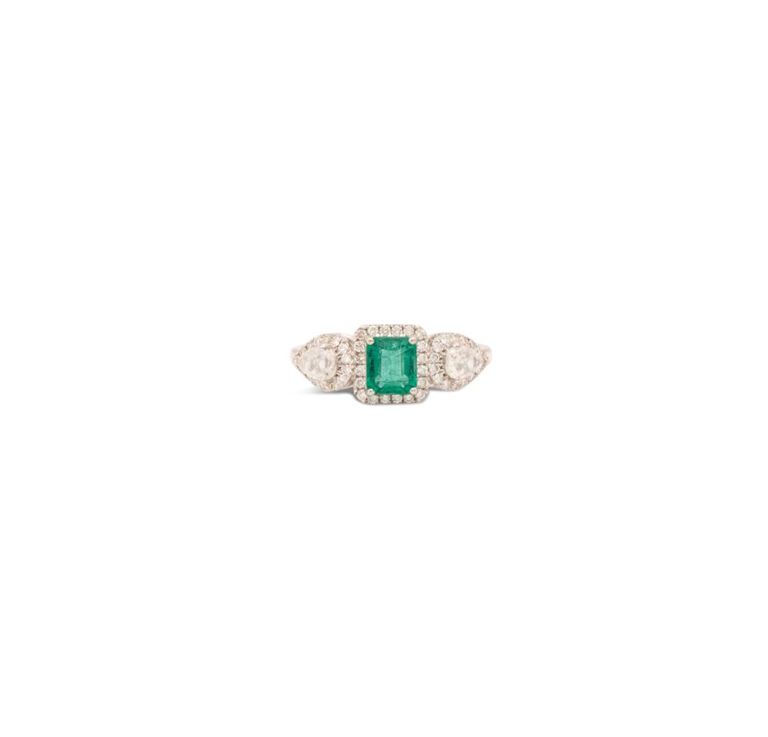 Emerald and diamond ring