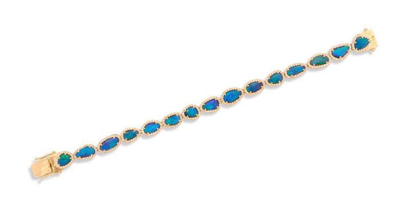 Black opal and diamond bracelet