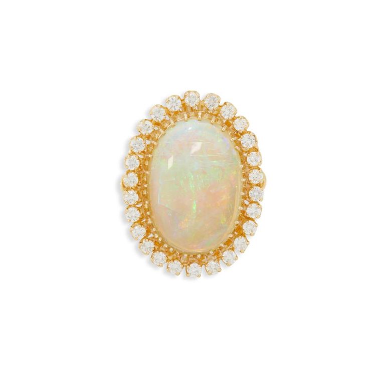 Opal and diamond ring