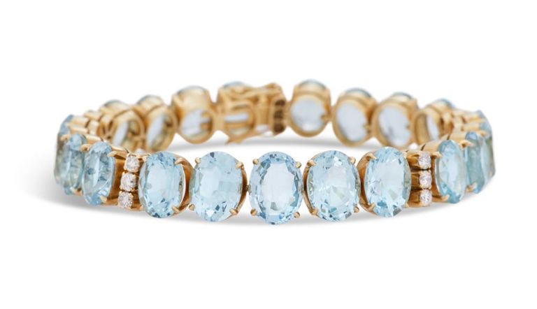 Aquamarine and diamond bracelet