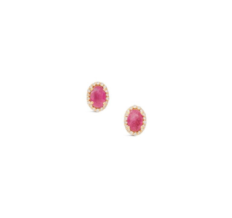 Pair of ruby and diamond earrings