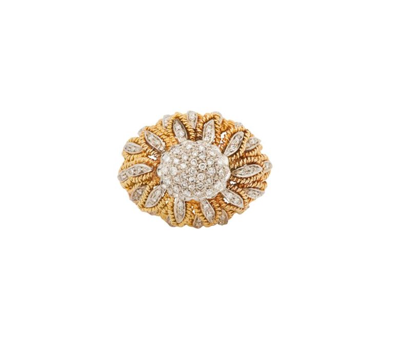 18k yellow gold domed diamond ring