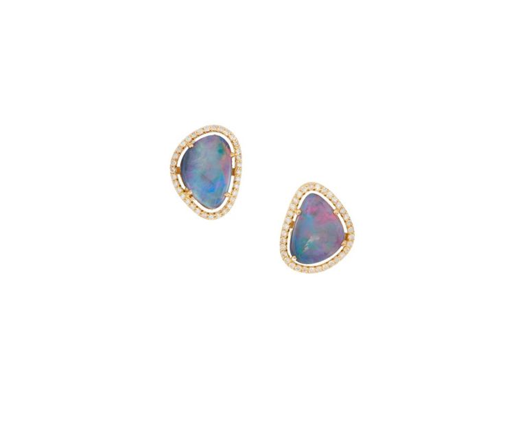 Pair of opal and diamond earrings
