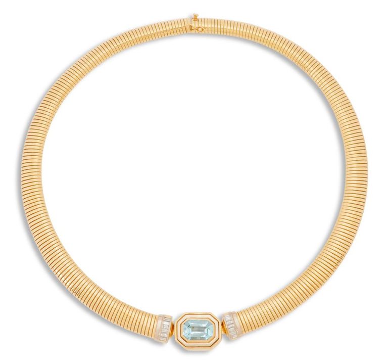 Bulgari aquamarine and diamond necklace