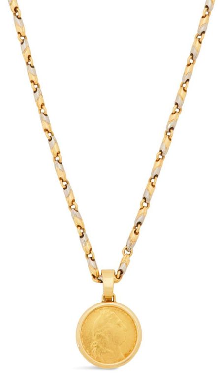 Bulgari gold and steel necklace with pendant