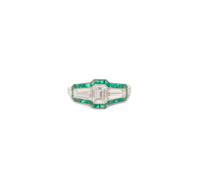 Diamond and emerald ring