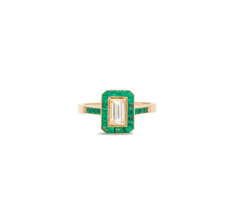 Diamond and emerald ring