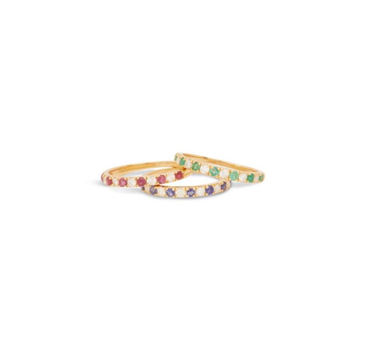 Three stackable gem-set bands
