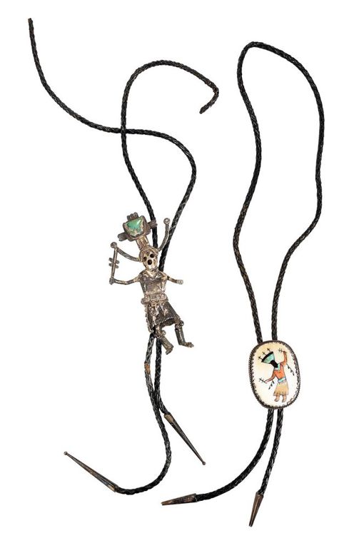 Two rare Apache gaan dancer bolo ties
