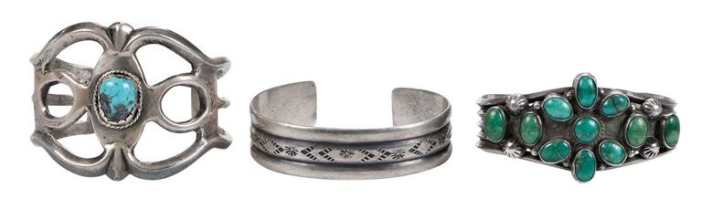 Three Native American sterling bracelets