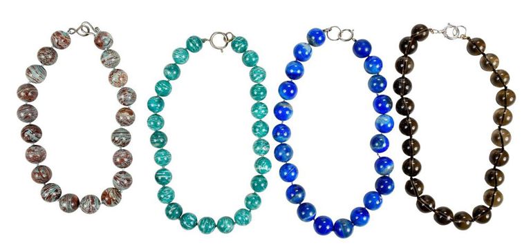 Four gemstone bead necklaces