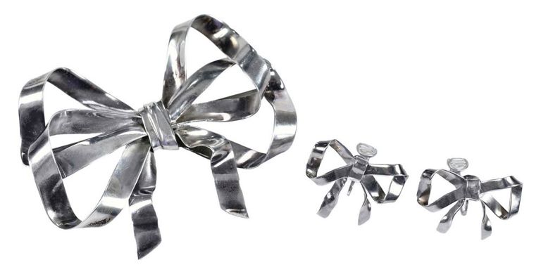 Sterling bow brooch and earrings set