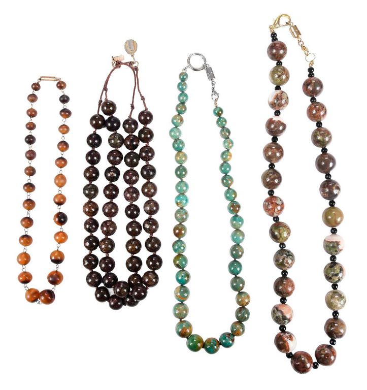 Four gemstone bead necklaces