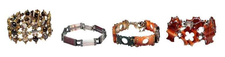Four gemstone bracelets
