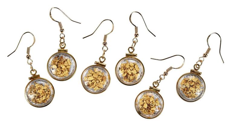Three pairs 24k. Gold nugget earrings