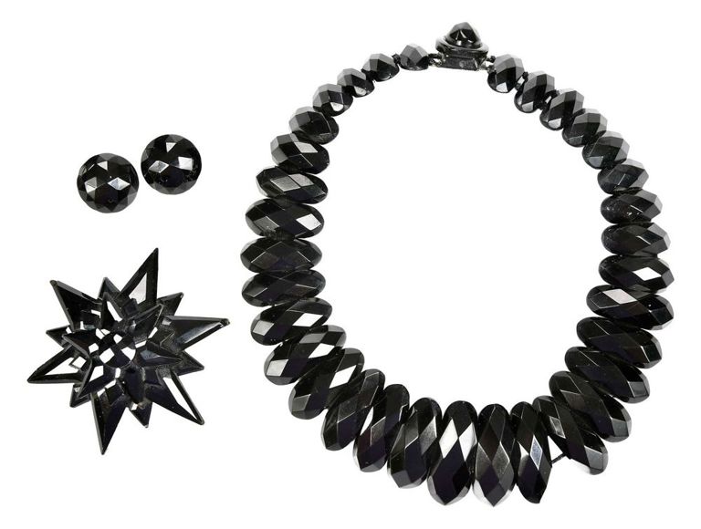 Vintage faceted black rhinestone set