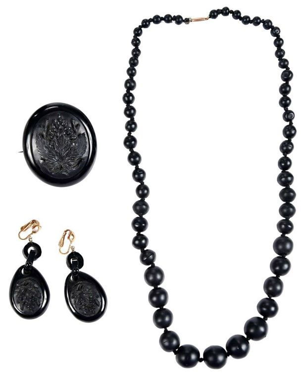Victorian carved onyx mourning jewelry