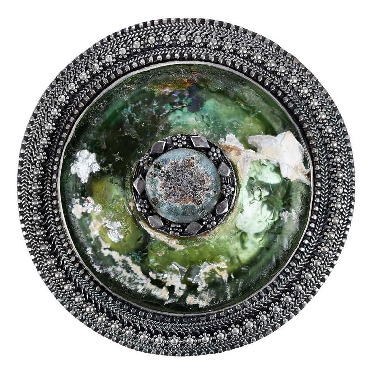 Roman glass sterling brooch/pendant