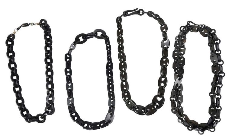 Four Victorian vulcanite necklaces