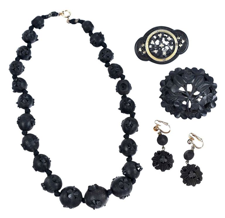 Victorian carved mourning jewelry
