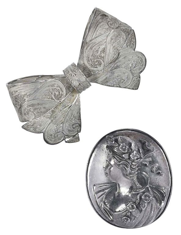 Two vintage silver brooches