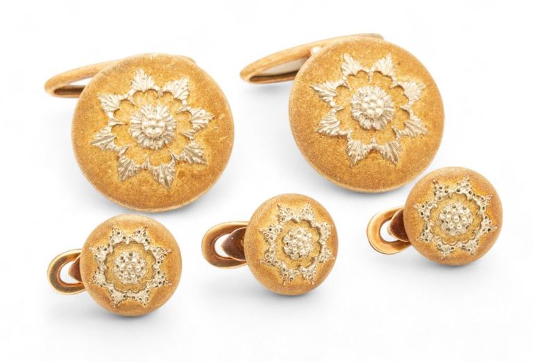 Maison buccellati 18k gold cufflinks with 3 studs