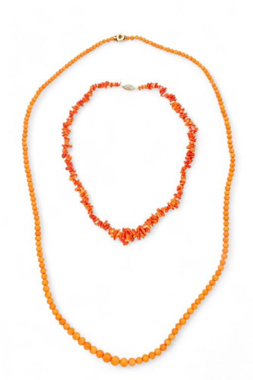Coral necklaces (30" and 16")