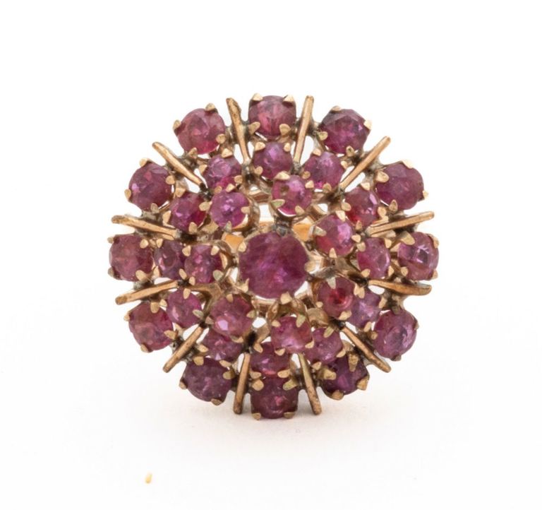 Ruby cluster ring, 14k yellow gold