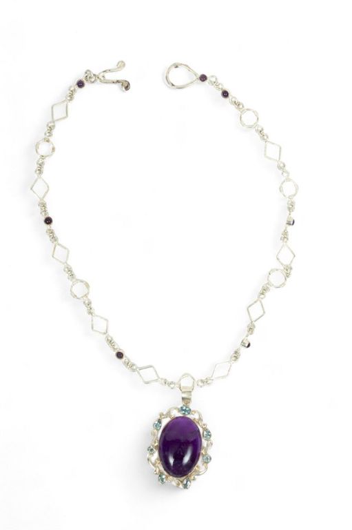 Amethyst and sterling silver pendant and necklace
