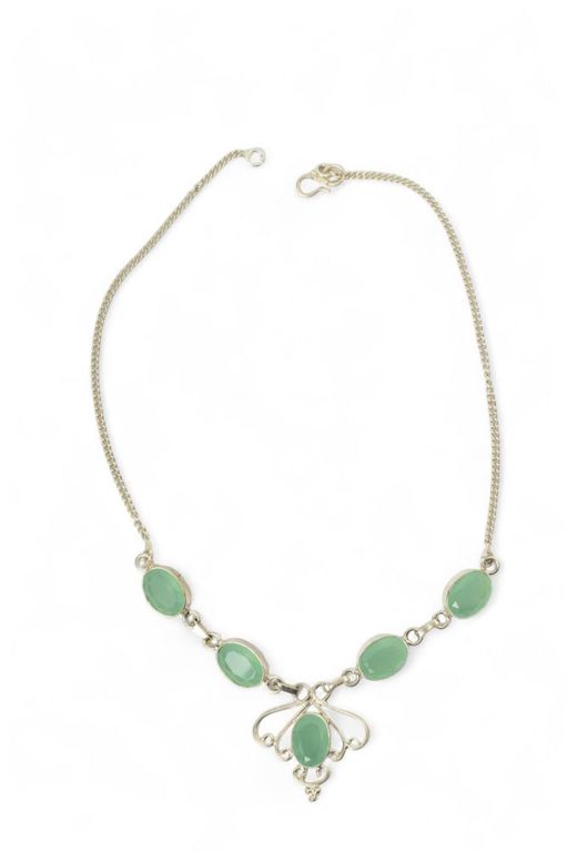 Ladies sterling silver and chalcedony necklace