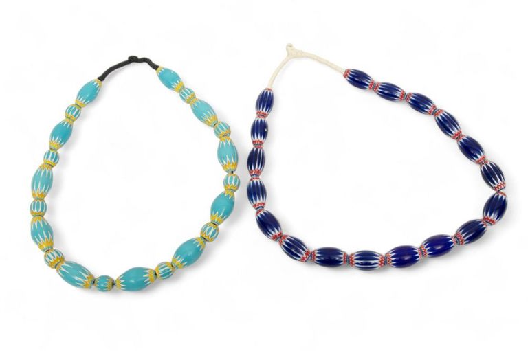 Venetian African Chevron glass bead ceremonial necklaces